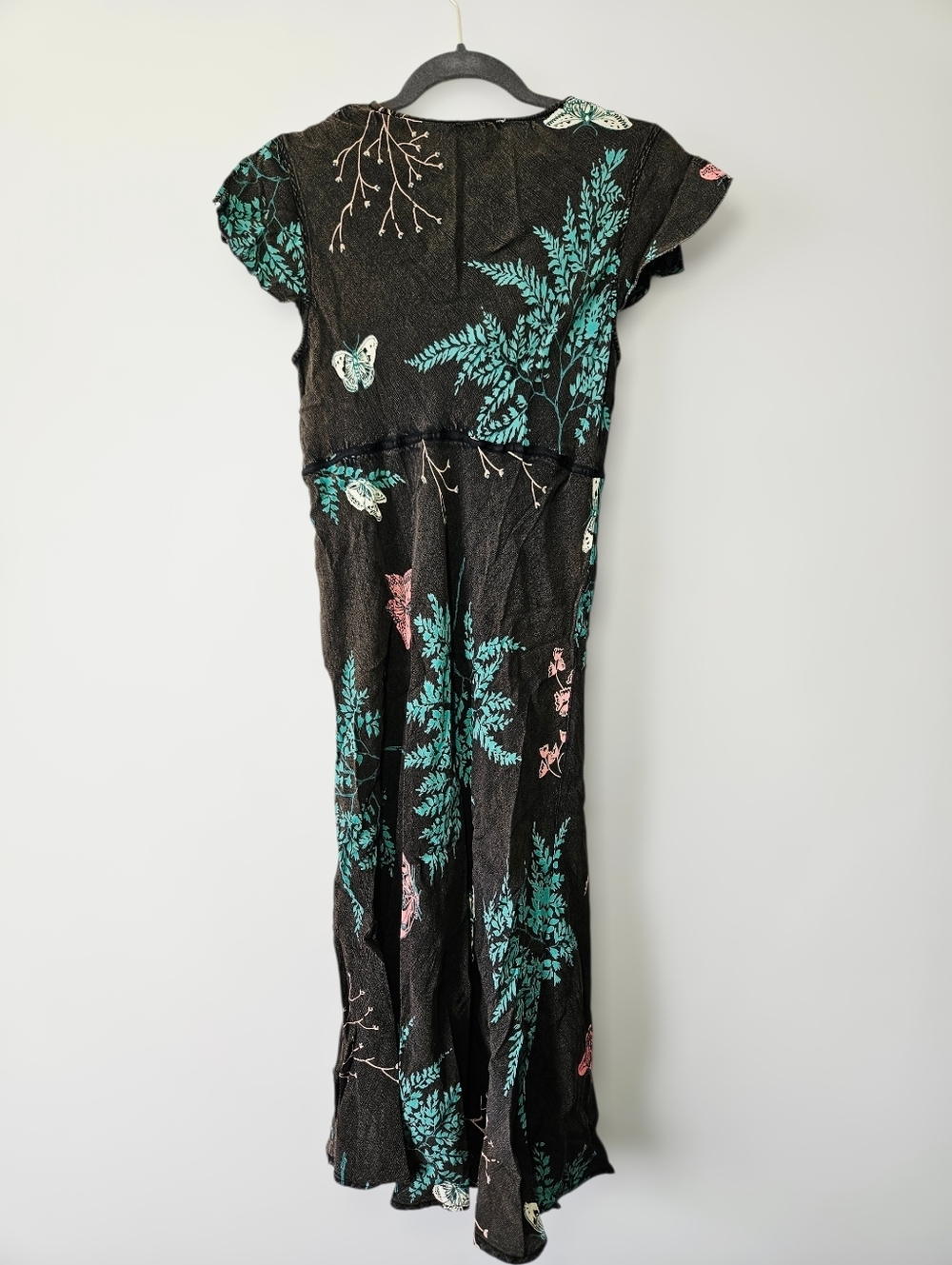Vintage 90s April Cornell Butterfly Dress Size S Split Sleeve Beaded Fairy Y2K - Picture 3 of 5